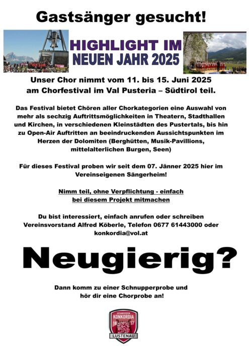 Festival der 1000 Chöre aushang chorfestival