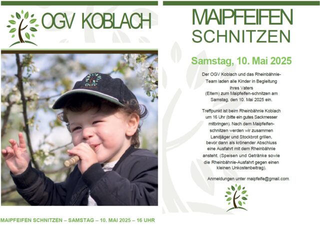 Maipfeifen Schnitzen Rheinbähnle Koblach-Mäder maipfeifen schnitzen 2025