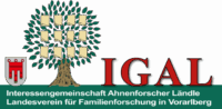 IGAL - Interessengemeinschaft Ahnenforscher Ländle, Landesverein für Familienforschung in Vorarlberg logo maerz2024