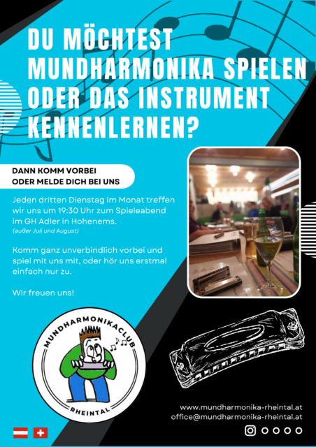 Veranstaltungen flyer laendleverein a4 Mundharmonika Spieleabend